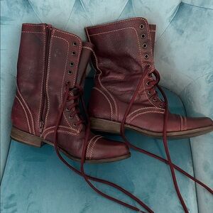 Steve Madden Burgundy Combat Boots